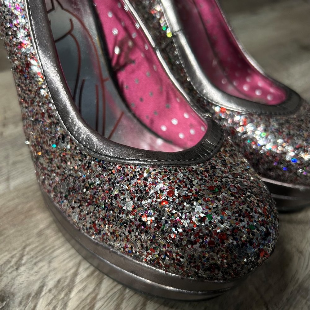 Baby Phat pumps multicolor glitter with silver & pink